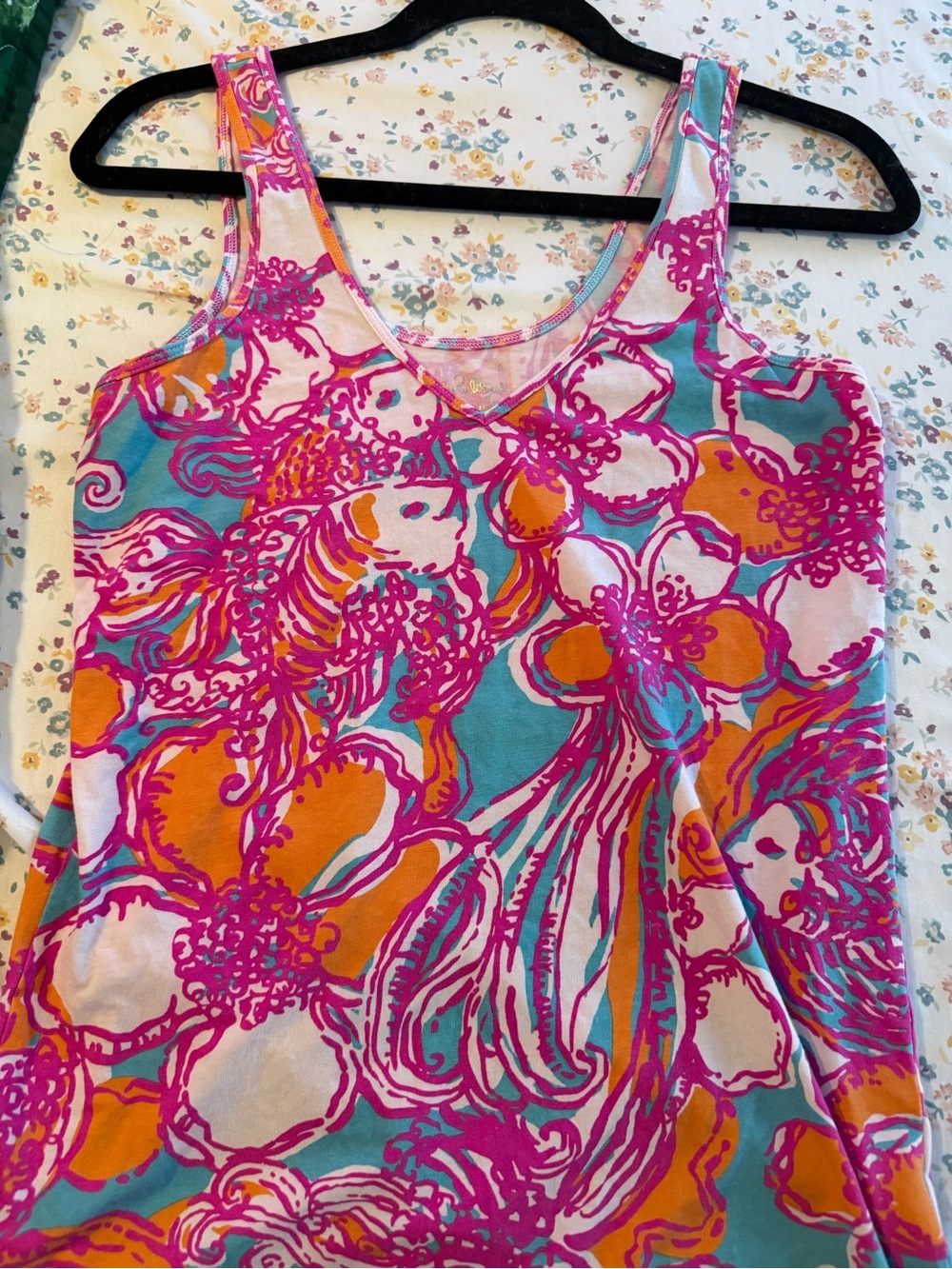 Lilly Pulitzer Vibrant Floral Tank Top in Pink, Orange & Turquoise